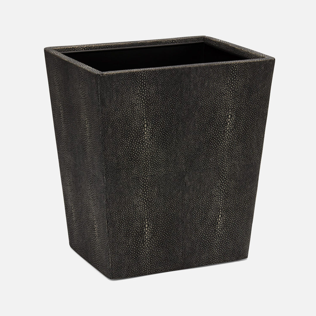 Tenby, Dark Mushroom, Wastebasket, Rectangular Tapered, Realistic Faux Shagreen