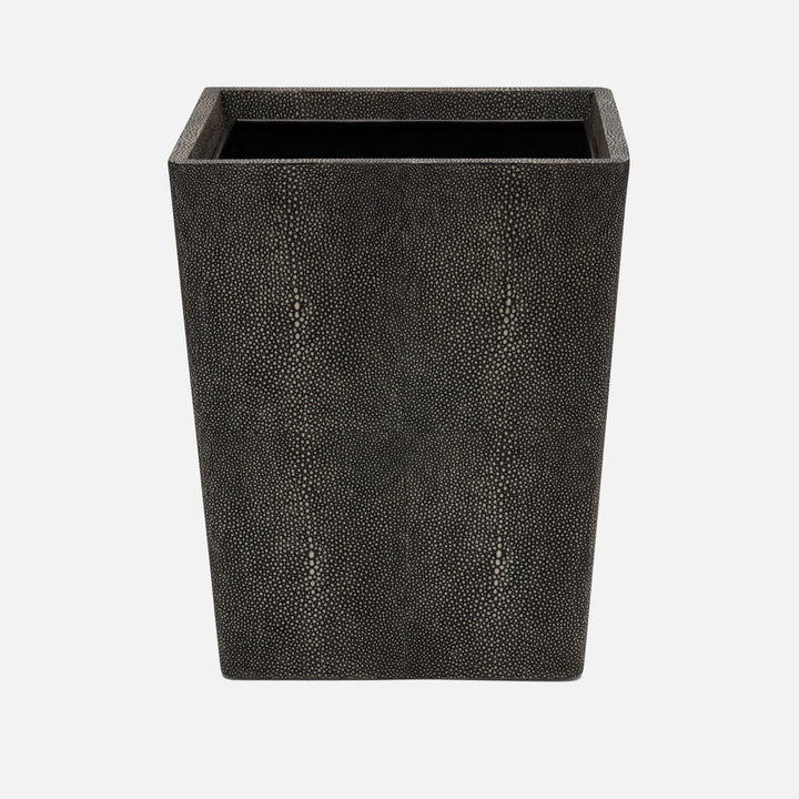 Tenby, Dark Mushroom, Wastebasket, Square Tapered, Realistic Faux Shagreen