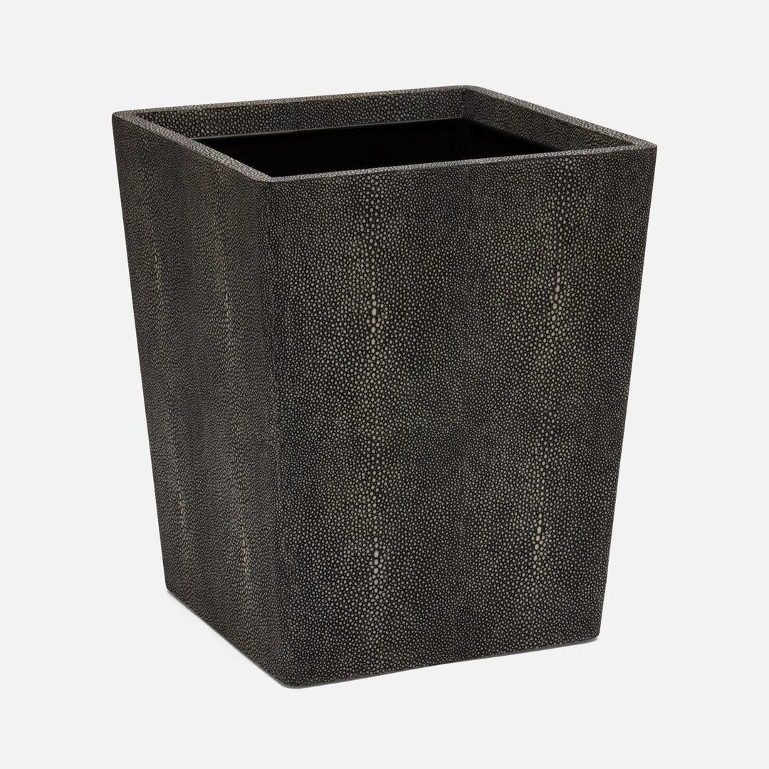 Tenby, Dark Mushroom, Wastebasket, Square Tapered, Realistic Faux Shagreen