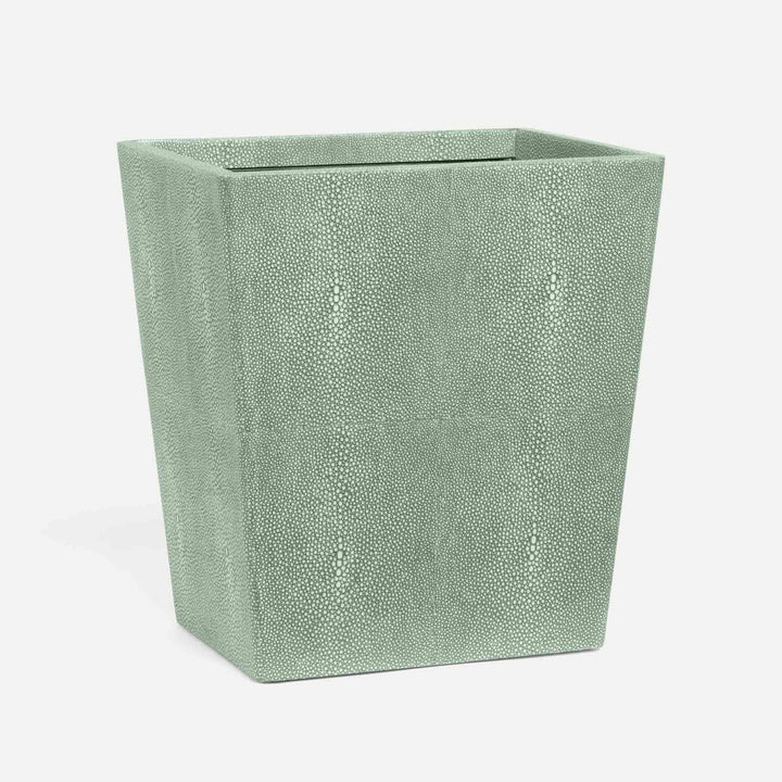 Tenby, Sage, Wastebasket, Rectangular Tapered Realistic Faux Shagreen