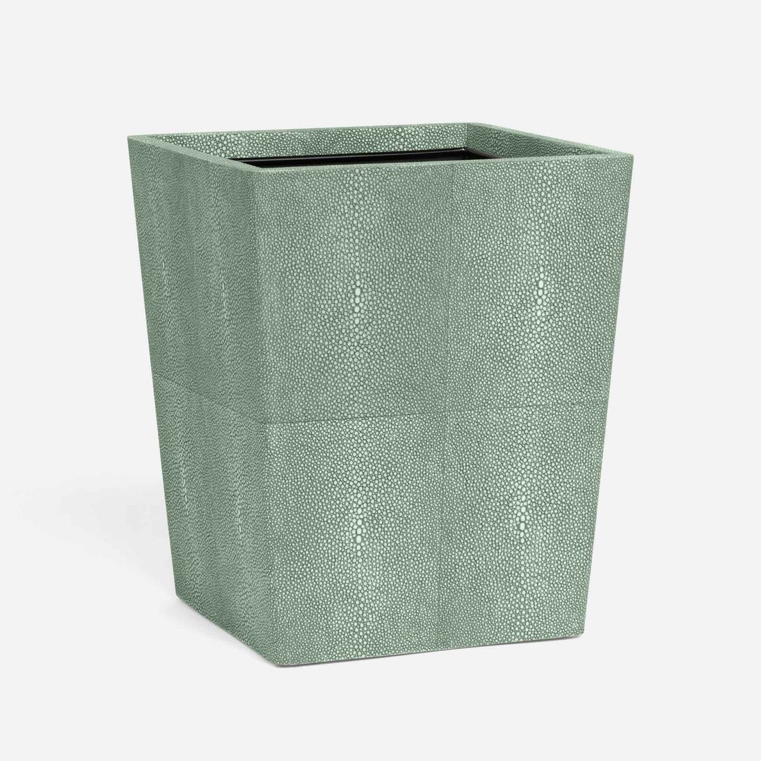 Tenby, Sage, Wastebasket, Square Tapered, Realistic Faux Shagreen