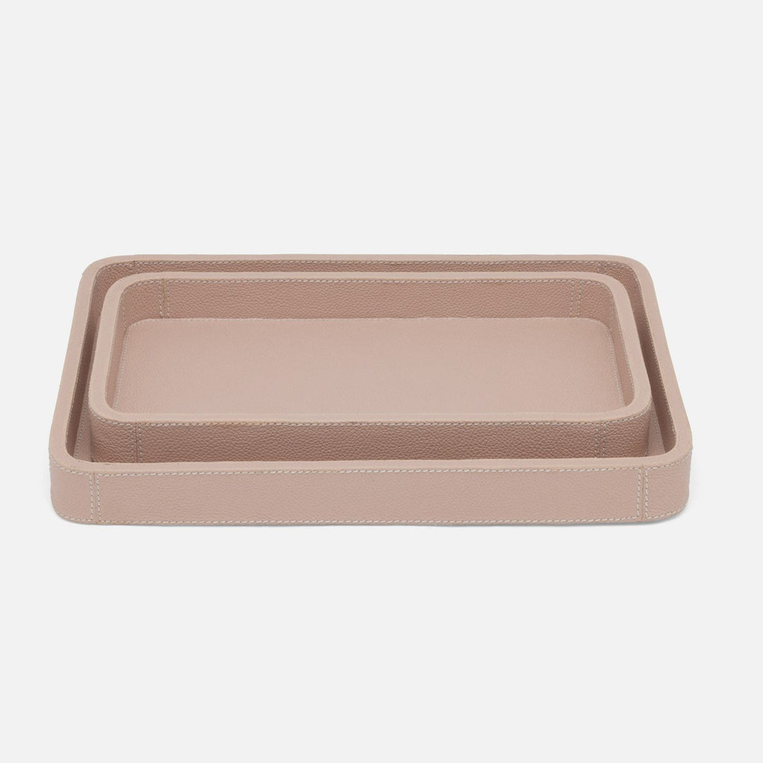 Victoria, Dusty Rose, Nested Trays, Rectangular Straight, Full-Grain Leather, S/2