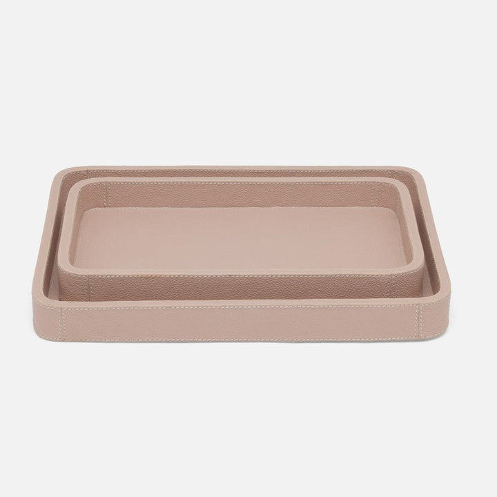 Victoria, Dusty Rose, Nested Trays, Rectangular Straight, Full-Grain Leather, S/2