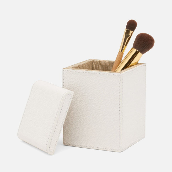 Victoria, White, Canister, Square Straight, Full-Grain Leather