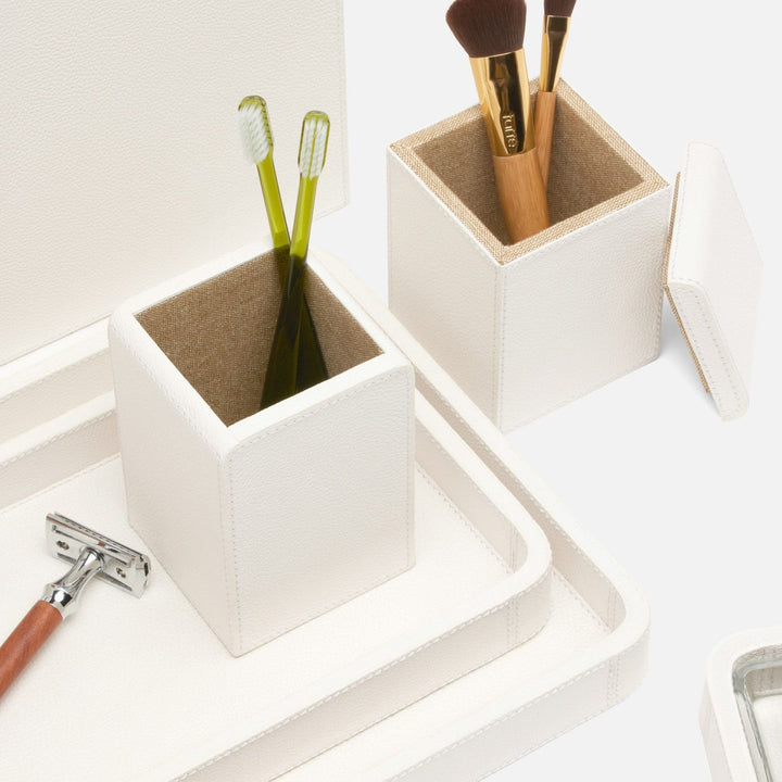 Victoria, White, Canister, Square Straight, Full-Grain Leather