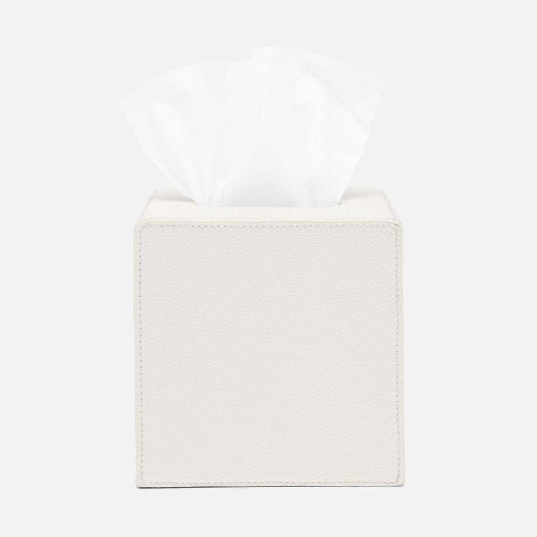 Victoria, White, Tissue Box, Square Straight, Full-Grain Leather