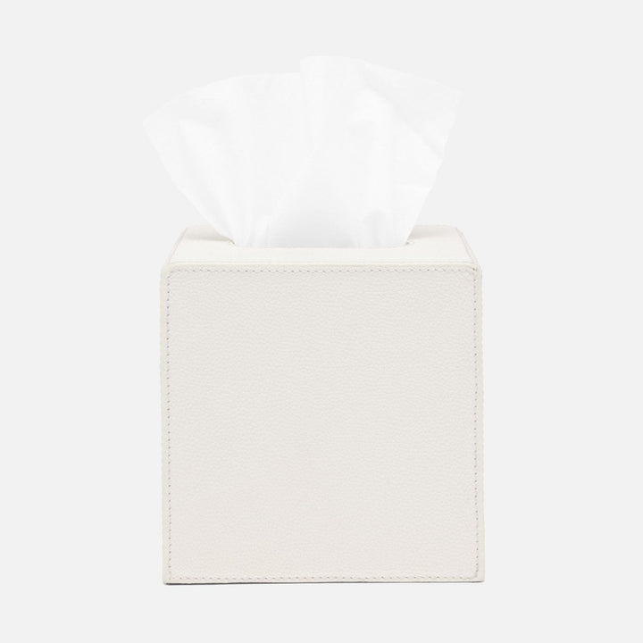 Victoria, White, Tissue Box, Square Straight, Full-Grain Leather
