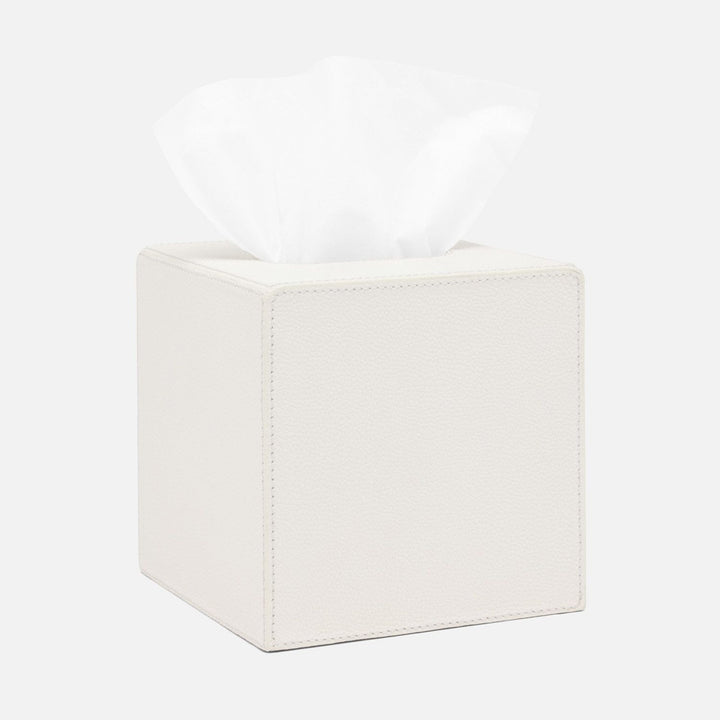 Victoria, White, Tissue Box, Square Straight, Full-Grain Leather