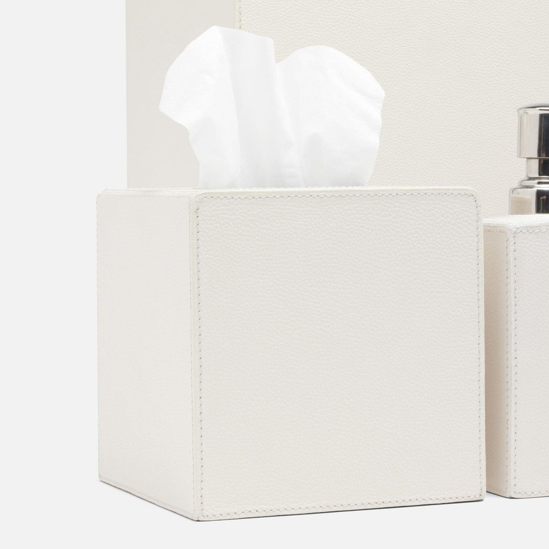 Victoria, White, Tissue Box, Square Straight, Full-Grain Leather