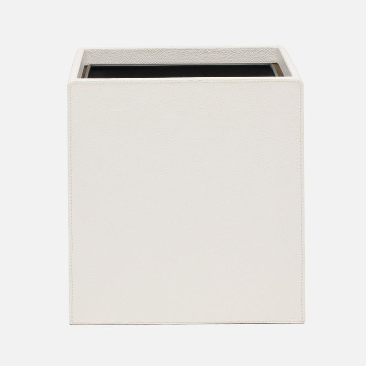Victoria, White, Wastebasket, Rectangular Straight, Full-Grain Leather