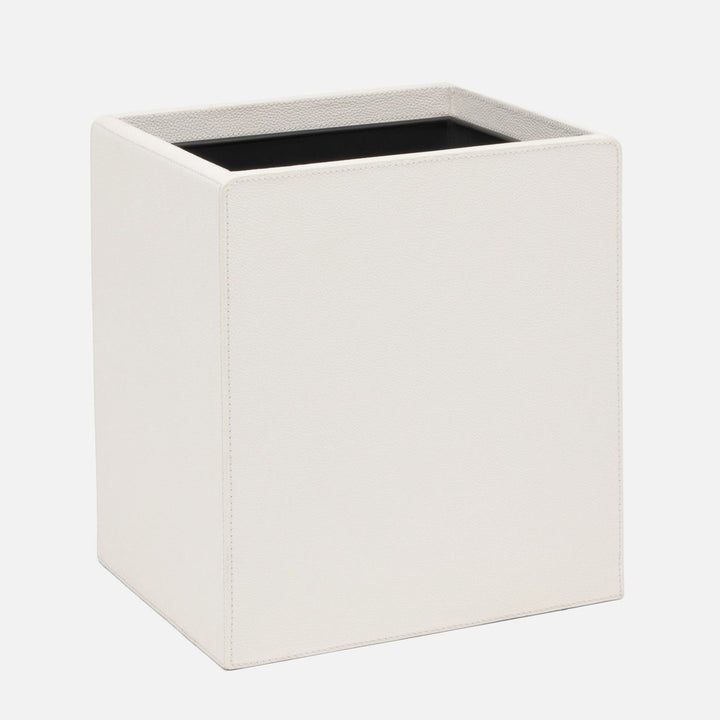 Victoria, White, Wastebasket, Rectangular Straight, Full-Grain Leather