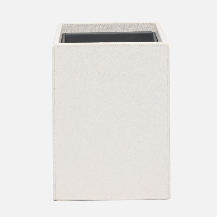 Victoria, White, Wastebasket, Square Straight, Full-Grain Leather
