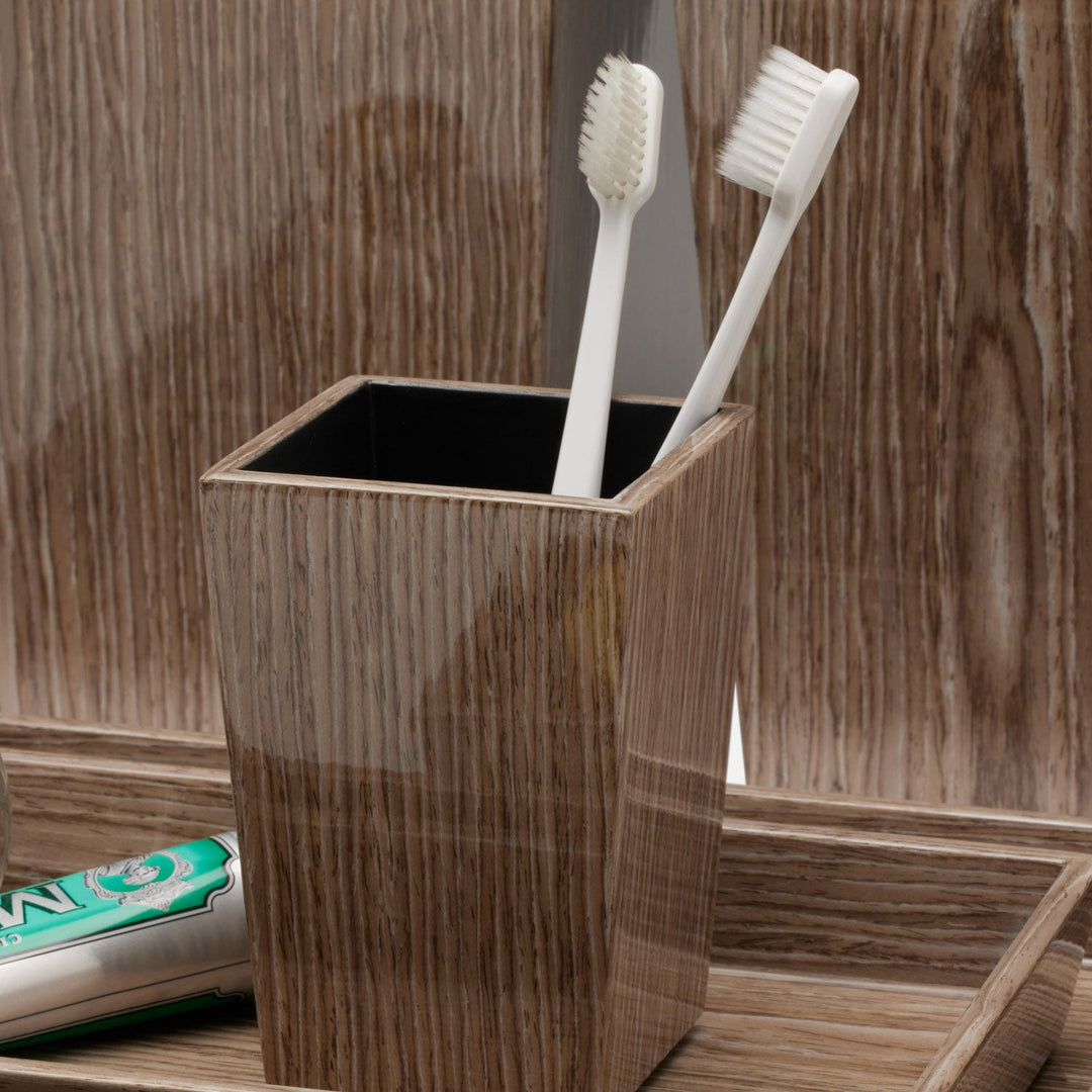 Westerly, Oak, Brush Holder, Square Tapered, Veneer