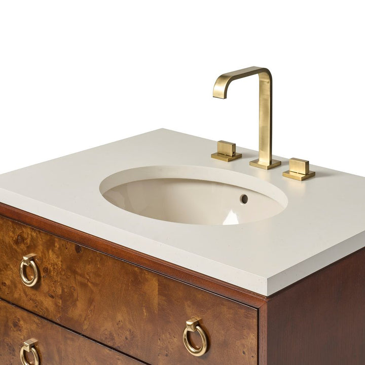 Vanities Burl & Brass Petite Sink Chest