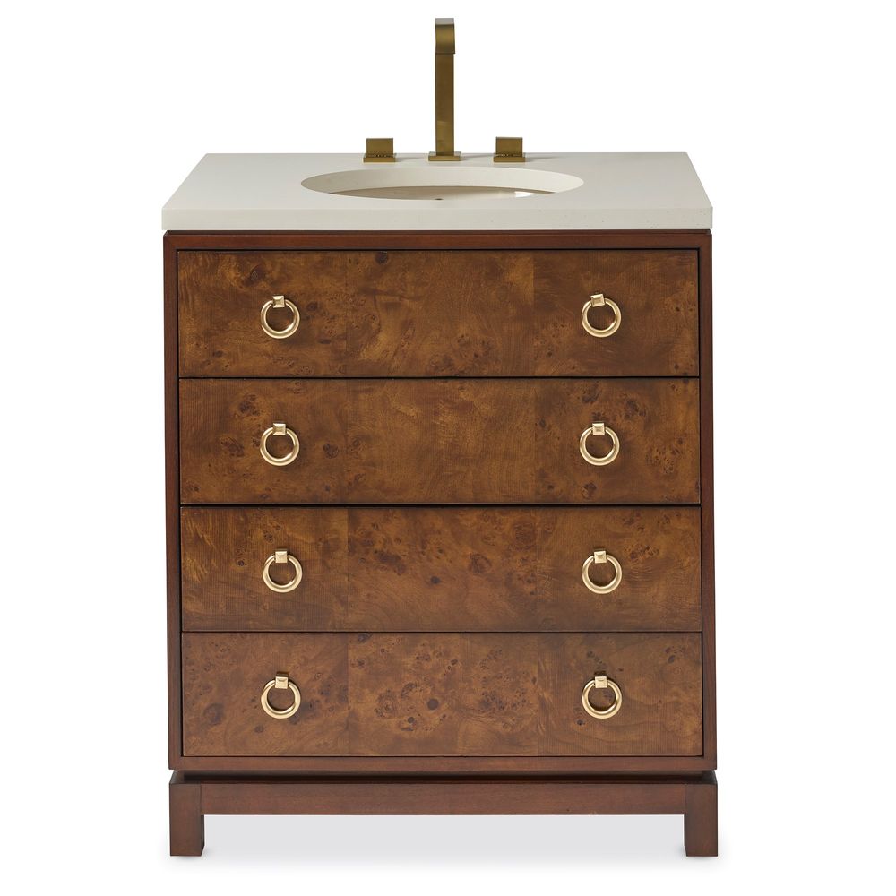 Vanities Burl & Brass Petite Sink Chest