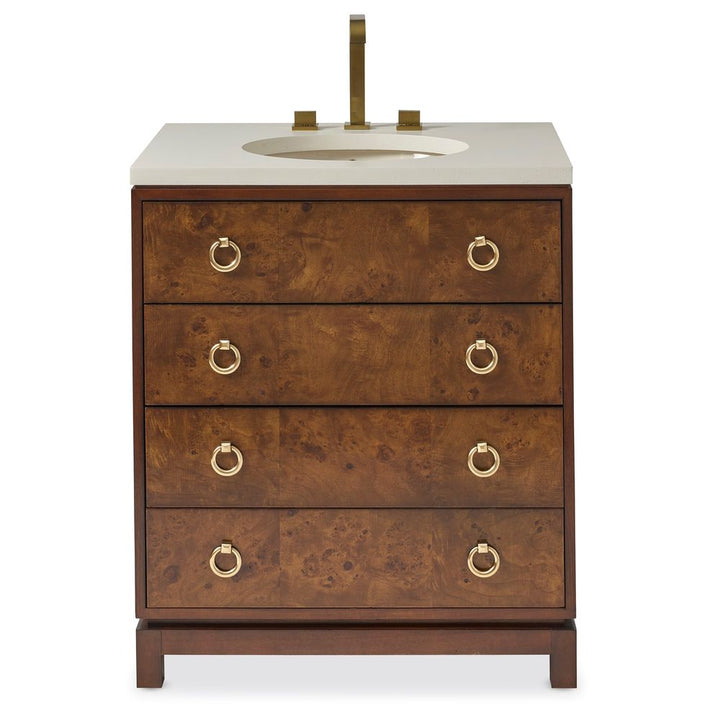 Vanities Burl & Brass Petite Sink Chest
