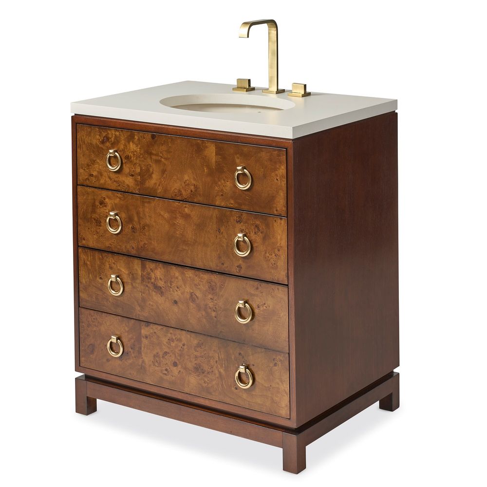 Vanities Burl & Brass Petite Sink Chest