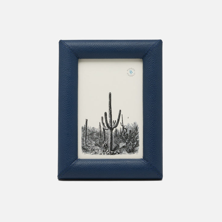 Eton, Navy, Frame, 4"X6", Full-Grain Leather