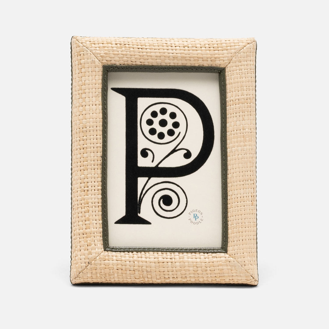 Hanford, Natural/Forest, Frame, 4"X6", Raffia/Leather