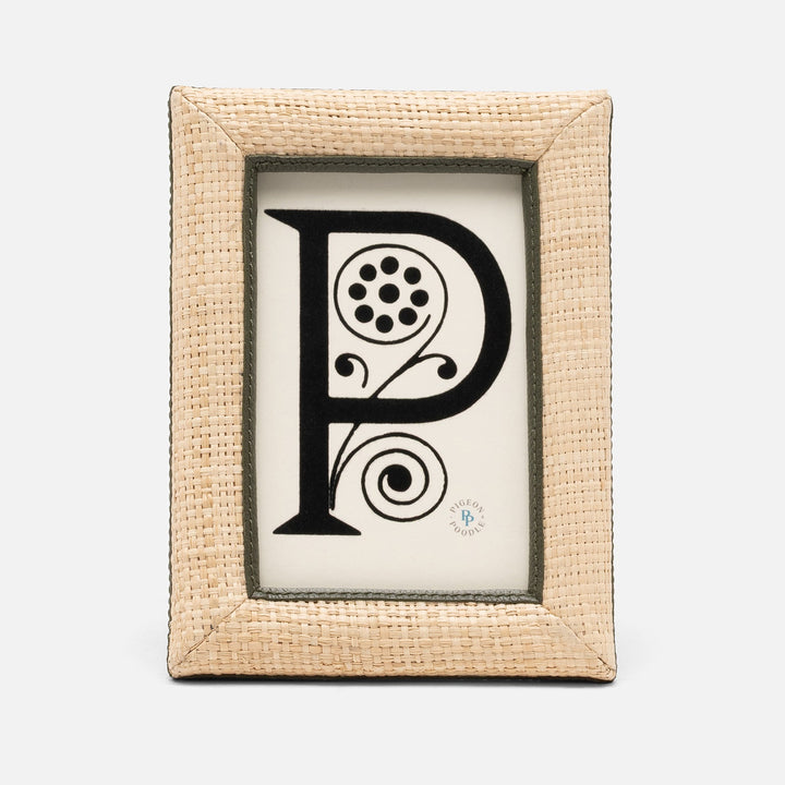 Hanford, Natural/Forest, Frame, 4"X6", Raffia/Leather