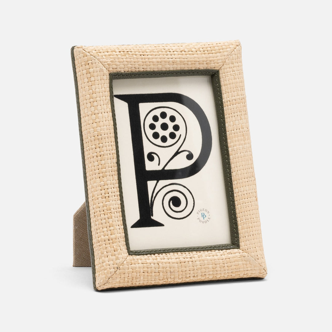 Hanford, Natural/Forest, Frame, 4"X6", Raffia/Leather