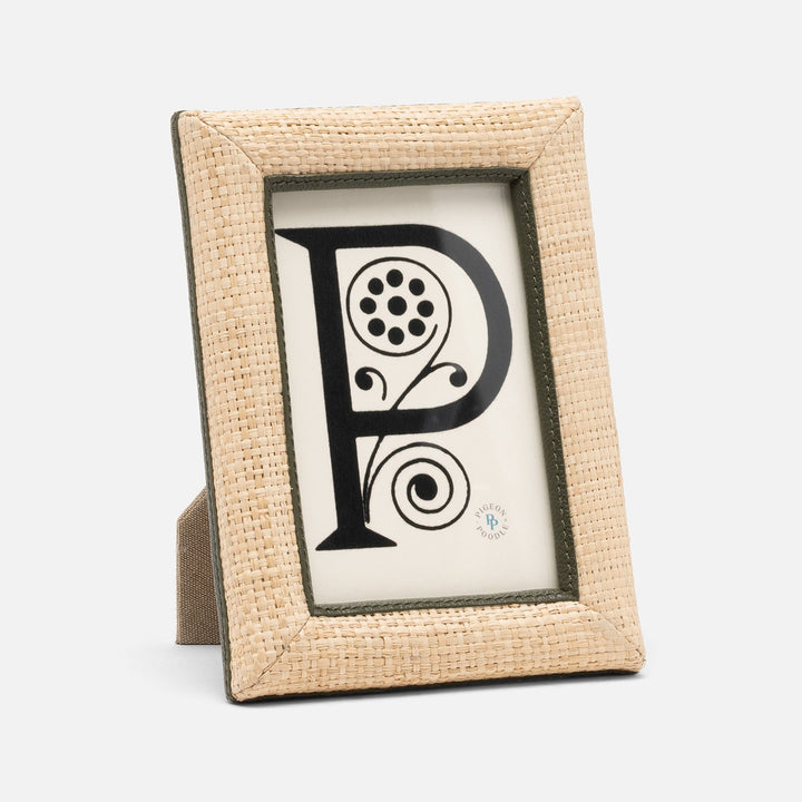 Hanford, Natural/Forest, Frame, 4"X6", Raffia/Leather