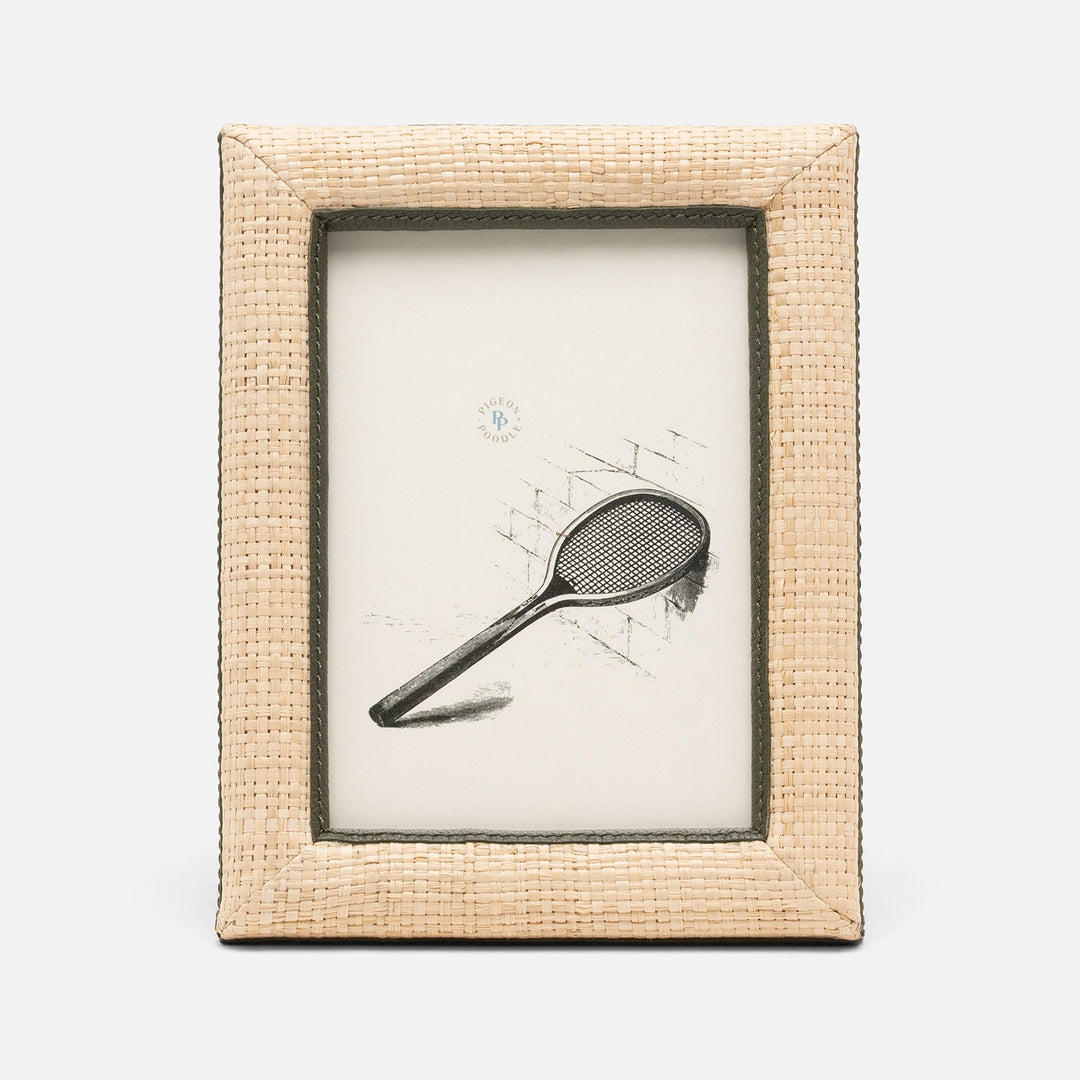 Hanford, Natural/Forest, Frame, 5"X7", Raffia/Leather
