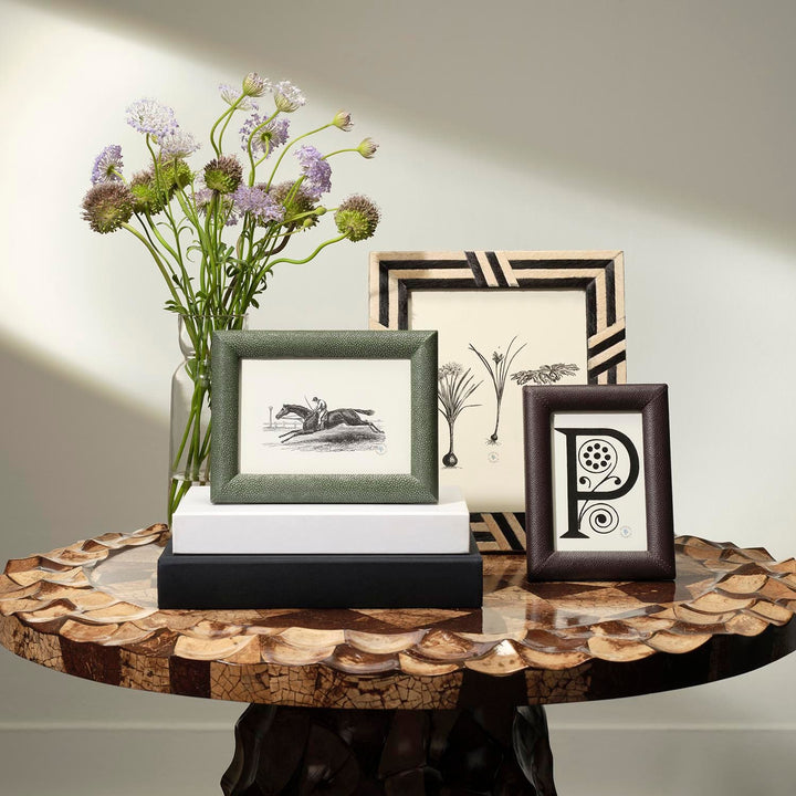 Helos, Beige/Dark Brown, Frame, 8"X10", Hair-On-Hide
