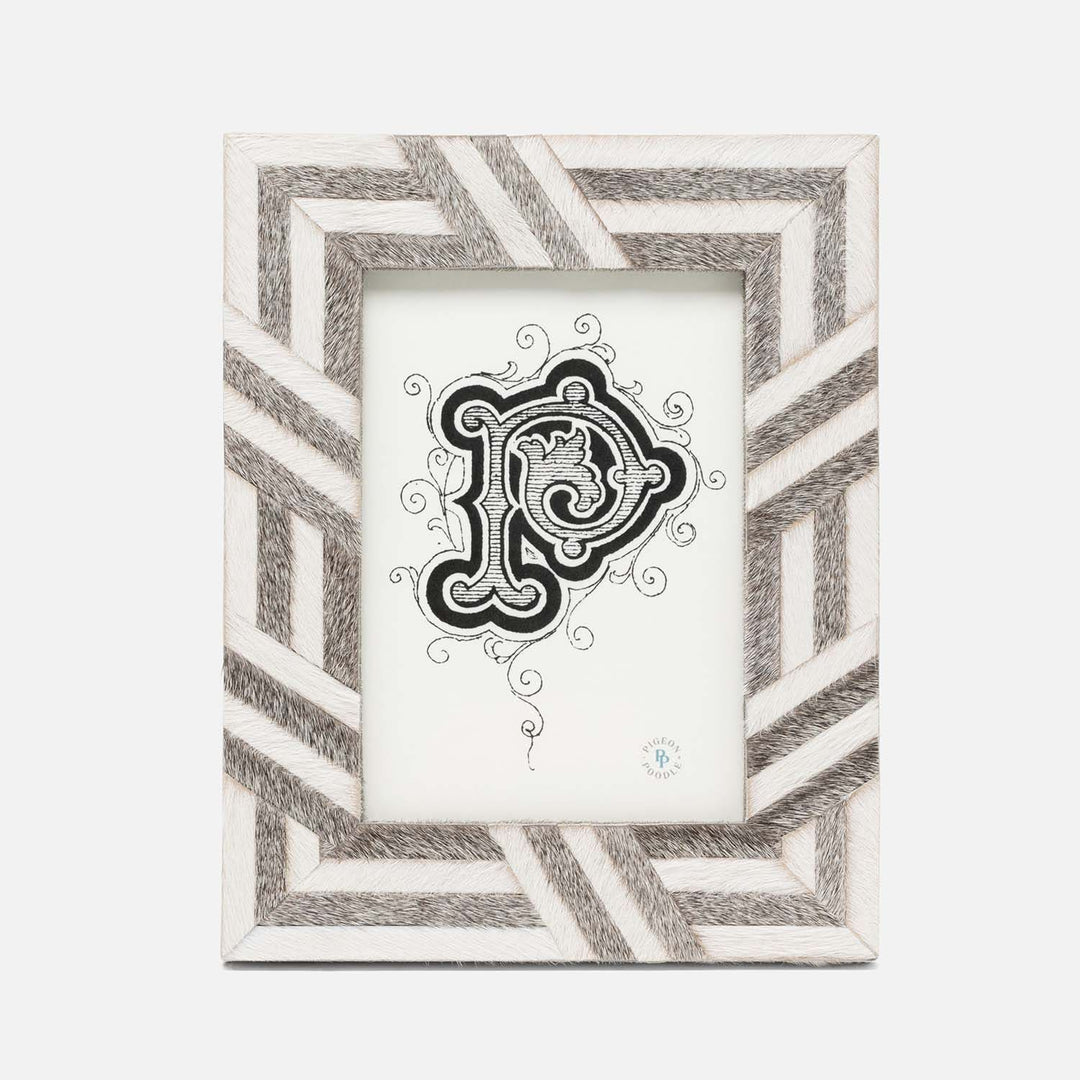 Helos, White/Gray, Frame, 5"X7", Hair-On-Hide