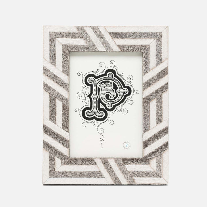Helos, White/Gray, Frame, 5"X7", Hair-On-Hide