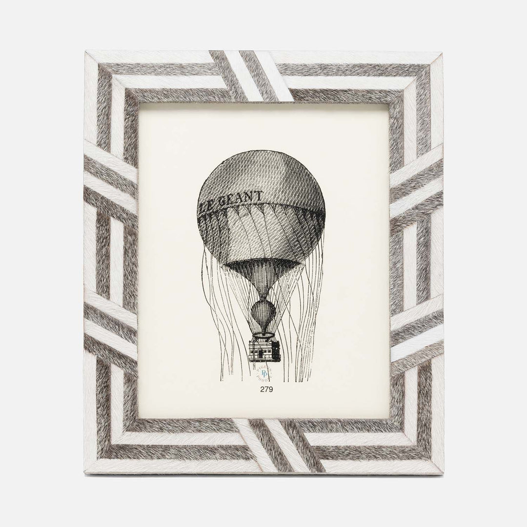 Helos, White/Gray, Frame, 8"X10", Hair-On-Hide