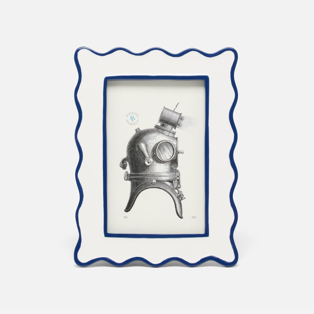 Keira, White/Navy, Frame, 4"X6", Enamel