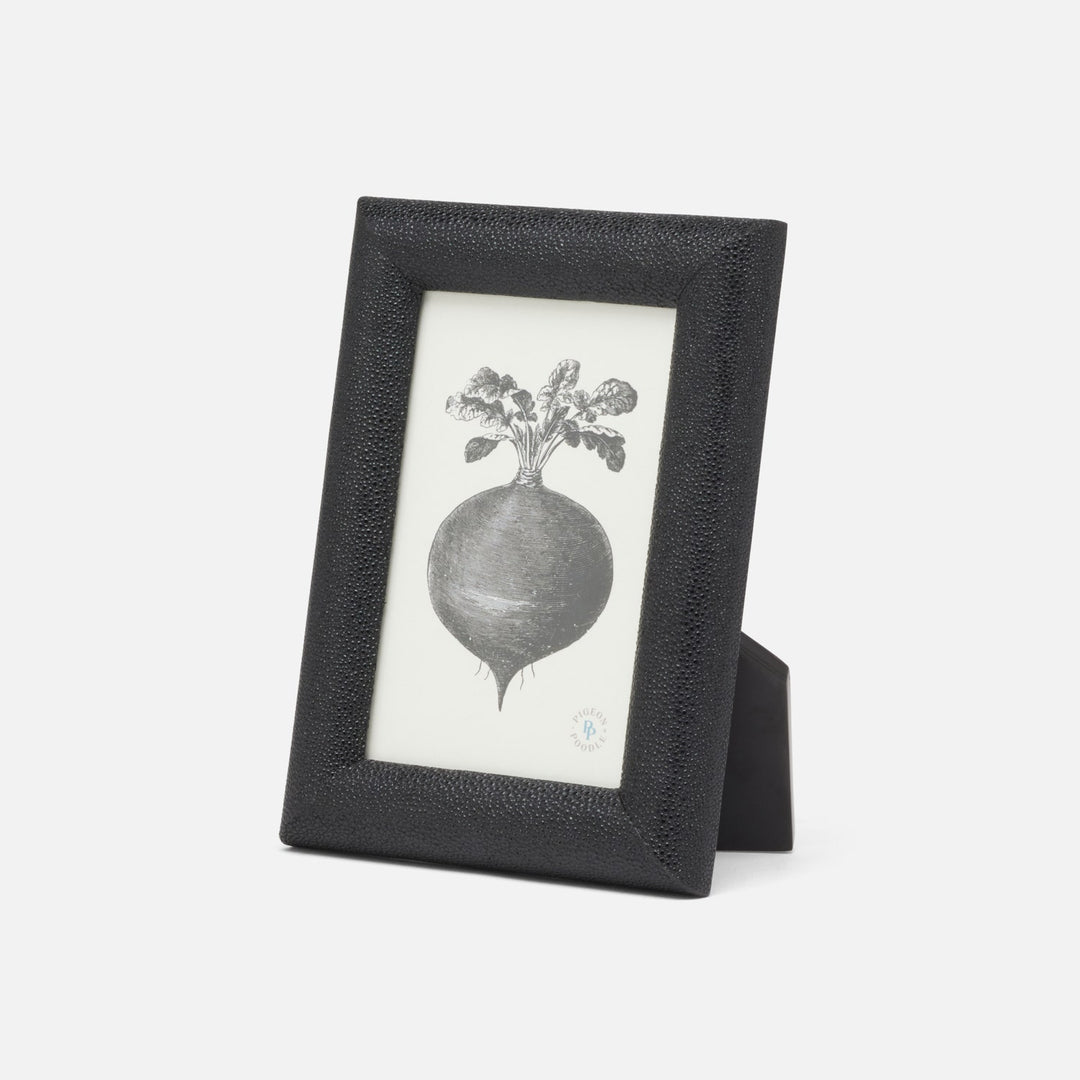 Oxford, Black, Frame, 4"X6", Realistic Faux Shagreen
