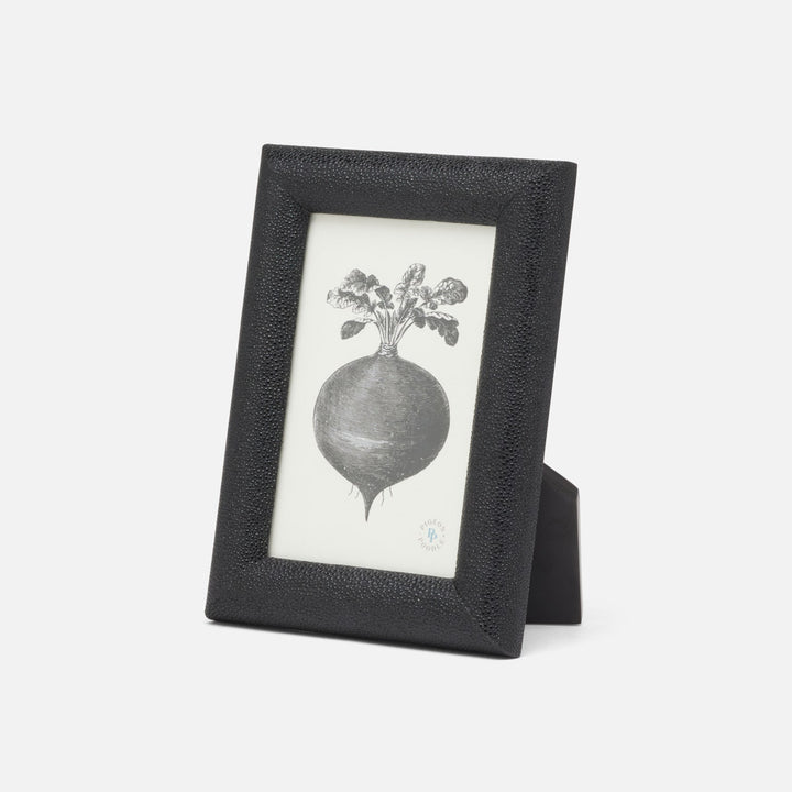 Oxford, Black, Frame, 4"X6", Realistic Faux Shagreen