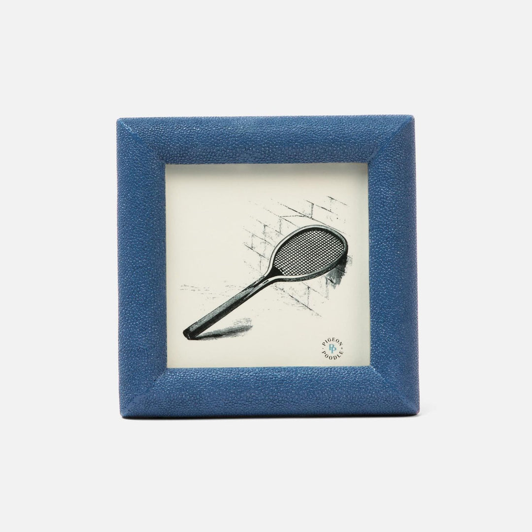 Oxford, Navy, Frame, 5"X5", Realistic Faux Shagreen