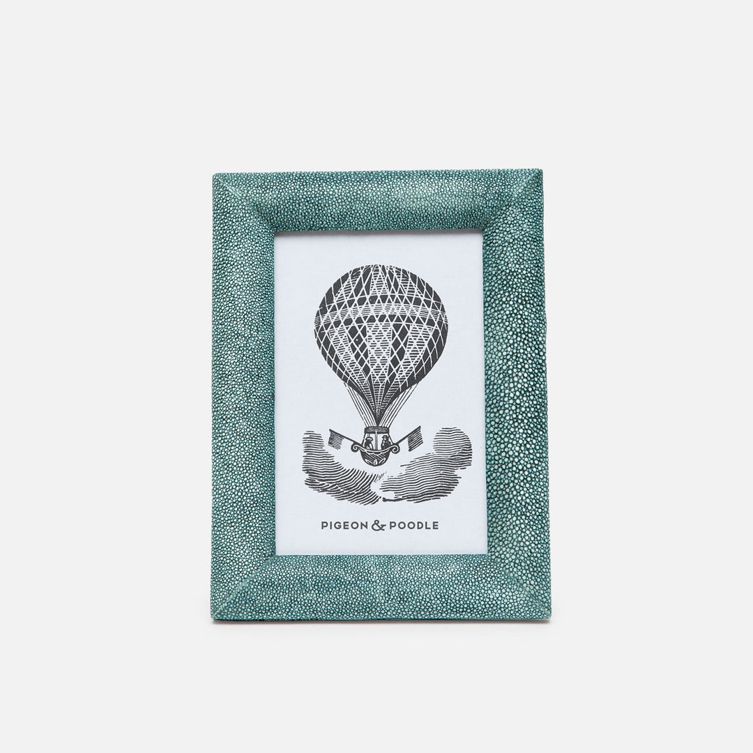 Oxford, Turquoise, Frame, 4"X6", Realistic Faux Shagreen
