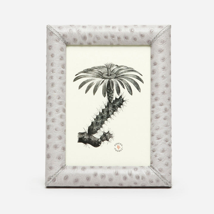 Witney, Light Gray Ostrich, Frame, 5"X7", Full-Grain Leather