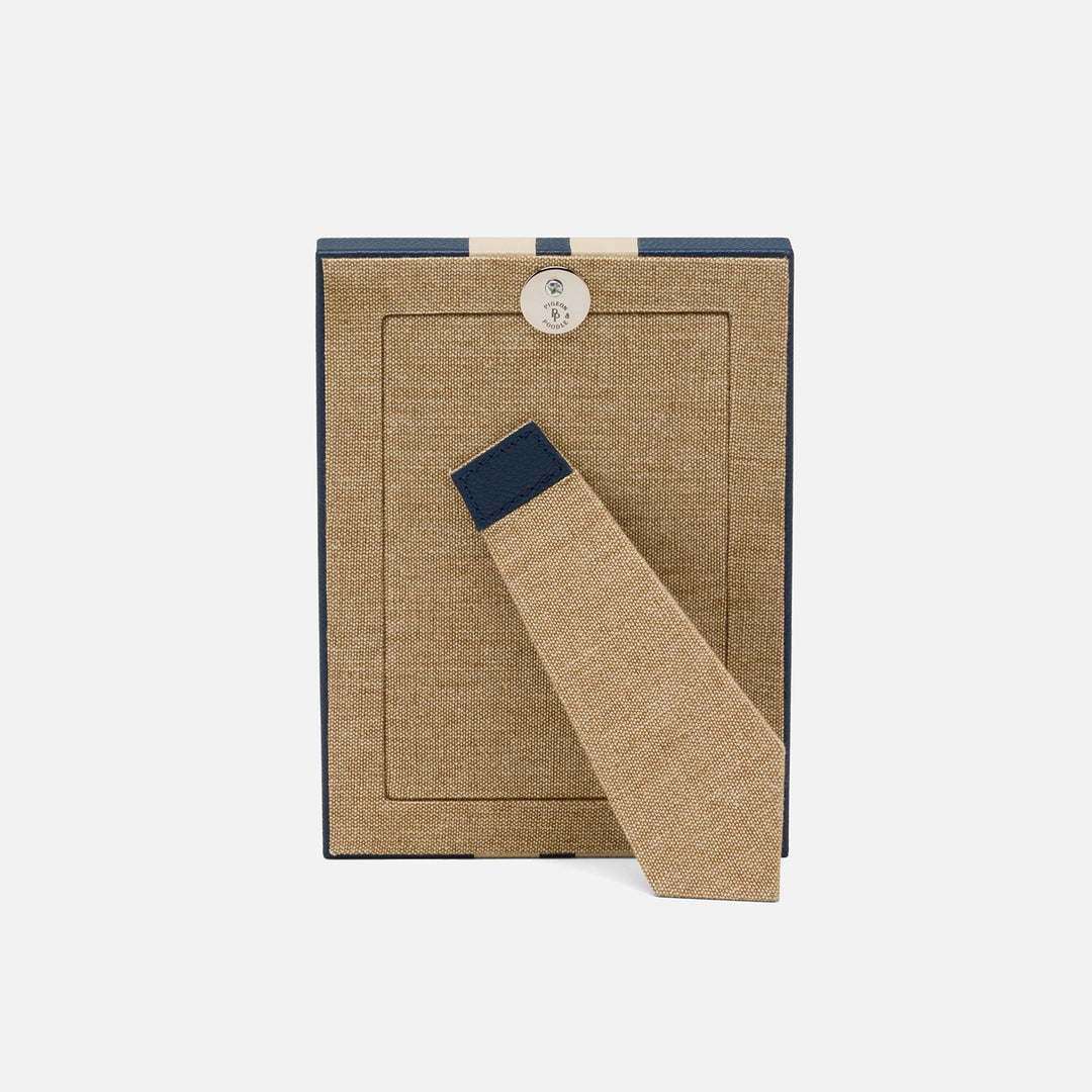 Blake, Navy/Cream, Frame, 4"X6", Full-Grain Leather