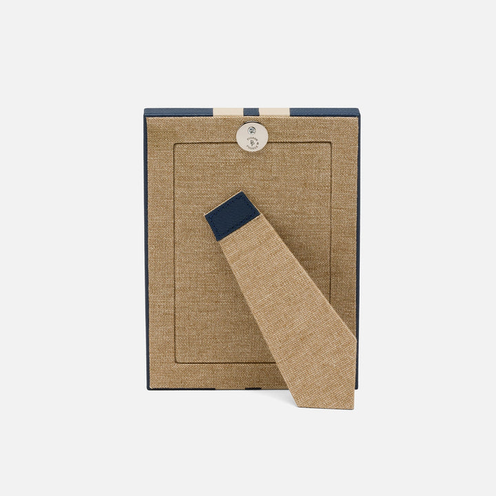 Blake, Navy/Cream, Frame, 4"X6", Full-Grain Leather