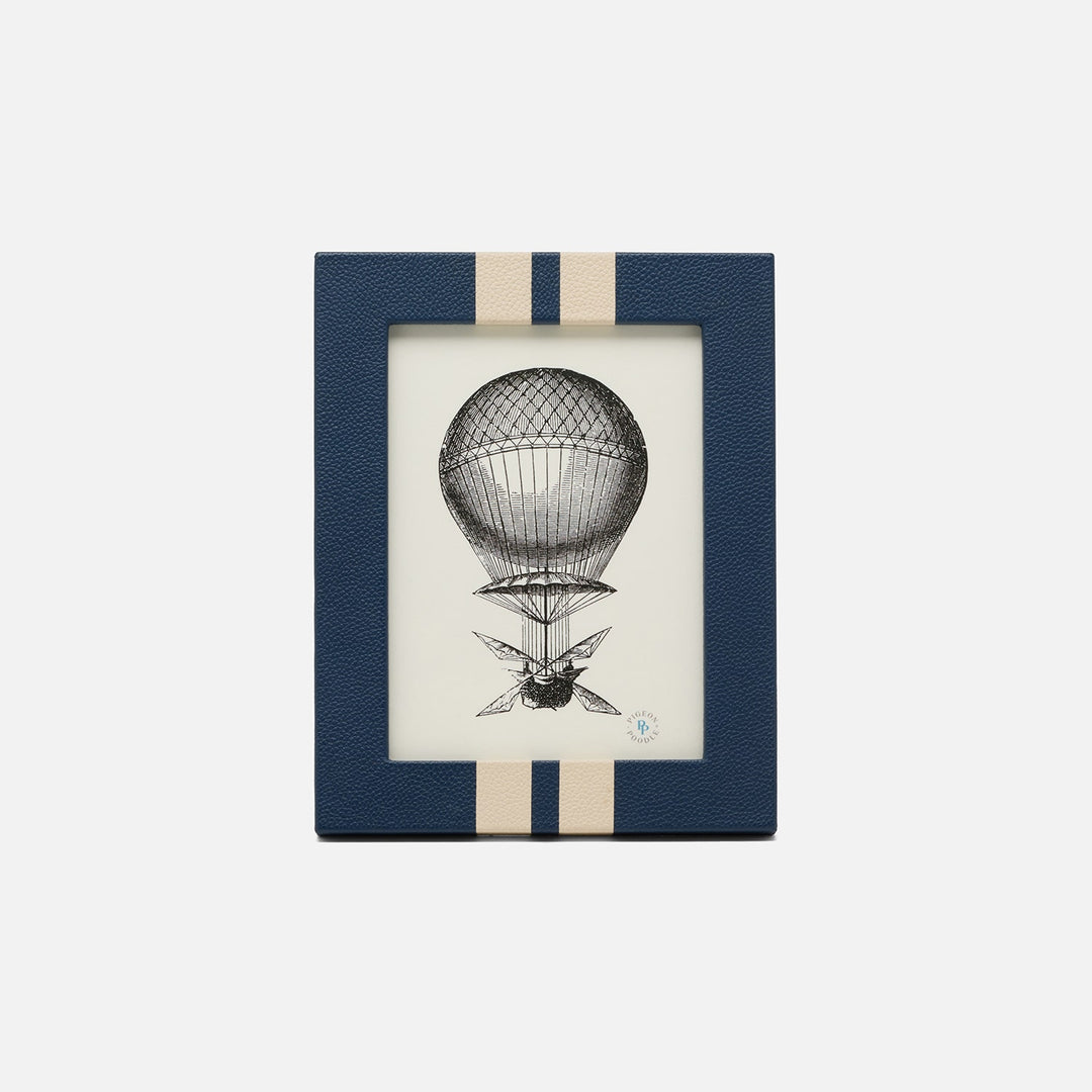 Blake, Navy/Cream, Frame, 5"X7", Full-Grain Leather