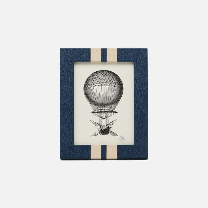Blake, Navy/Cream, Frame, 5"X7", Full-Grain Leather