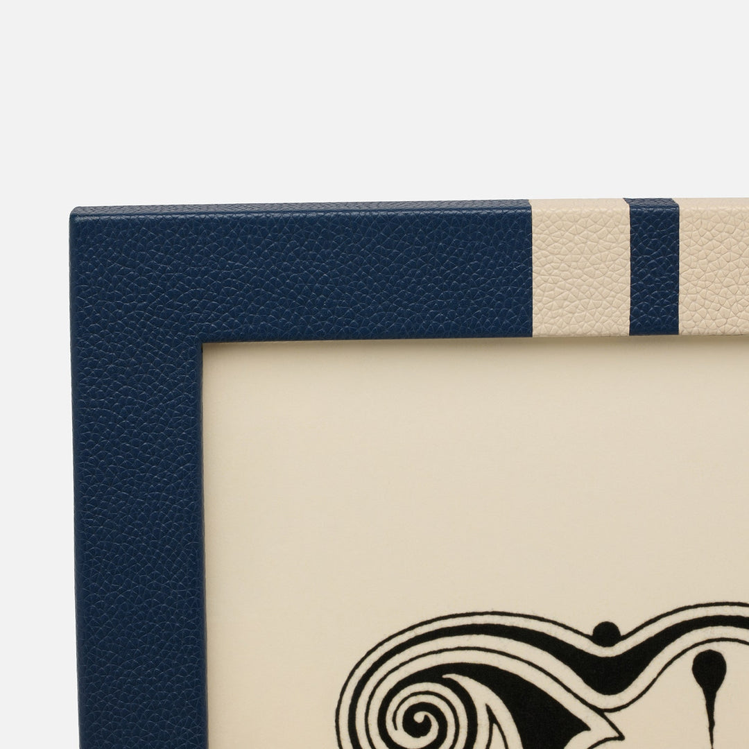 Blake, Navy/Cream, Frame, 5"X7", Full-Grain Leather