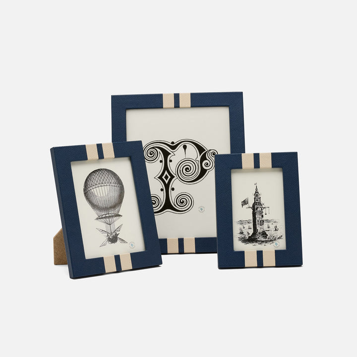 Blake, Navy/Cream, Frame, 8"X10", Full-Grain Leather