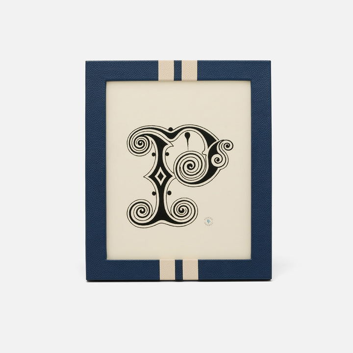 Blake, Navy/Cream, Frame, 8"X10", Full-Grain Leather