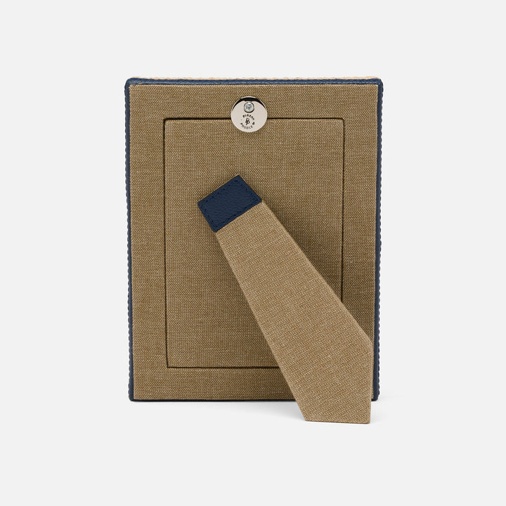 Hanford, Natural/Navy, Frame, 4"X6", Raffia/Leather