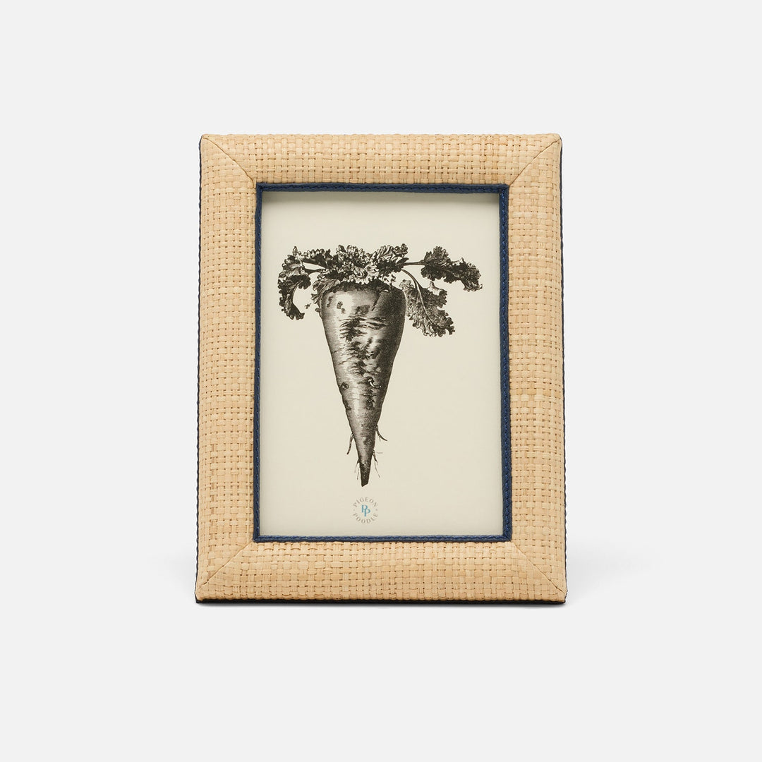Hanford, Natural/Navy, Frame, 5"X7", Raffia/Leather