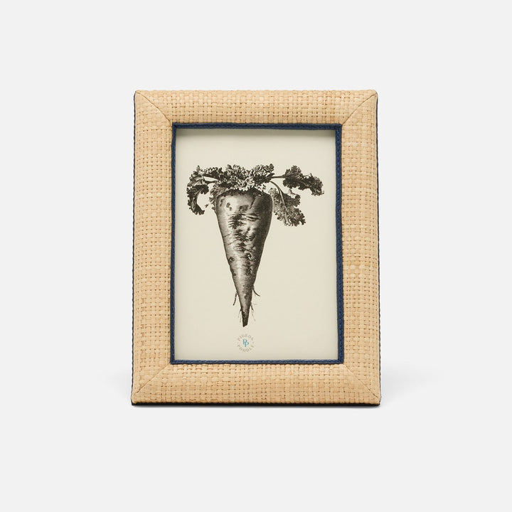Hanford, Natural/Navy, Frame, 5"X7", Raffia/Leather