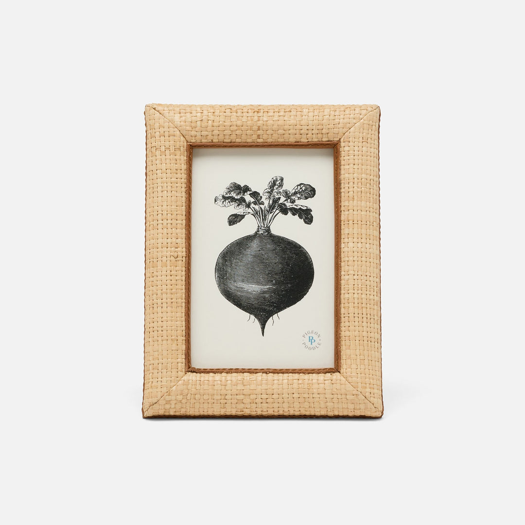 Hanford, Natural/Saddle, Frame, 4"X6", Raffia/Leather