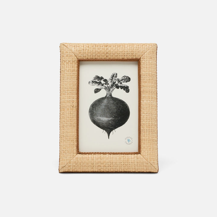 Hanford, Natural/Saddle, Frame, 4"X6", Raffia/Leather