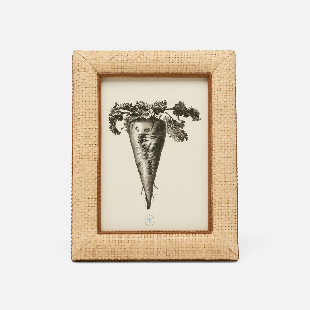 Hanford, Natural/Saddle, Frame, 5"X7", Raffia/Leather